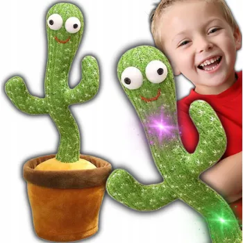 plyšák Plyšová hračka interaktivní kaktus zelený, 35 cm