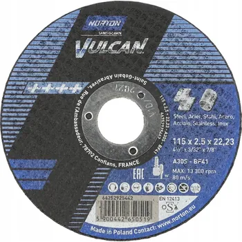 Řezný kotouč KOTOUČ NA ŘEZÁNÍ KOVŮ NORTON VULCAN 115*2,5 INOX
