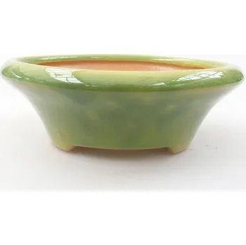 Květináč Keramická bonsai miska 13,5 x 13,5 x 5 cm zelená 1377-M25-4720