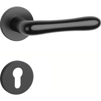 Dveřní kování AT - CYNIA - R 7S klika/klika, rozety PZ BS - Černá matná