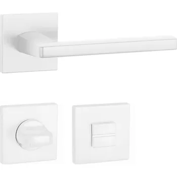 Dveřní kování AT - PYROLA - HR 7S rozety WC, klika/klika WS - Bílá matná