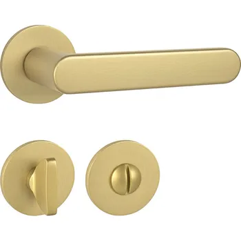 Dveřní kování TI - ROUND - R 3957 5S klika/klika, rozety WC OLM - Zlatá matná (208)