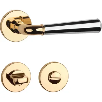 Dveřní kování ASM - MARIGOLD 2 - R 7S klika/klika, rozety WC OLV/OC - Mosaz leštěná lakovaná / chrom lesklý