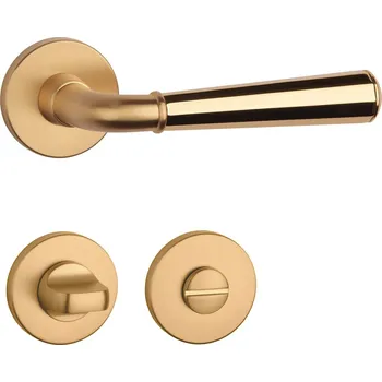 Dveřní kování ASM - MARIGOLD 2 - R 7S klika/klika, rozety WC OLS/OLV - Mosaz broušená / mosaz leštěná lakovaná