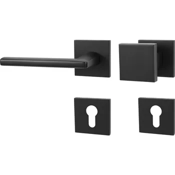 Dveřní kování MPK - PRIMA - HR SQ6 rozety PZ, madlo/klika levá BS - Černá matná