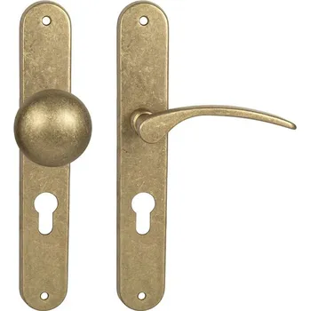 Dveřní kování MPK - LAURA PZ otvor pro vložku, 90 mm, koule/klika pravá NAT - Natural mosaz nelakovaná