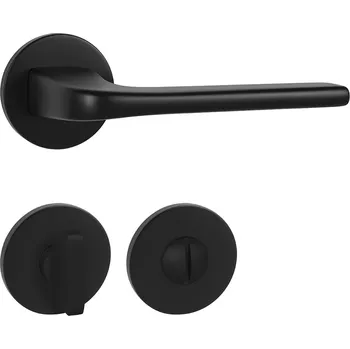 Dveřní kování TI - DARA - R 4007 5S klika/klika, rozety WC BS - Černá matná (153)