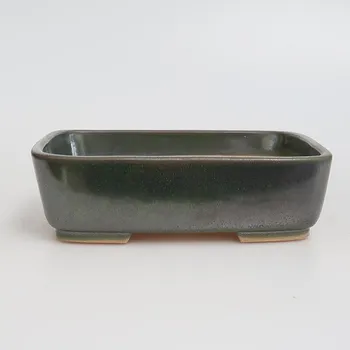 Květináč Keramická bonsai miska 15 x 12 x 4,5 cm zelená 974-T216614