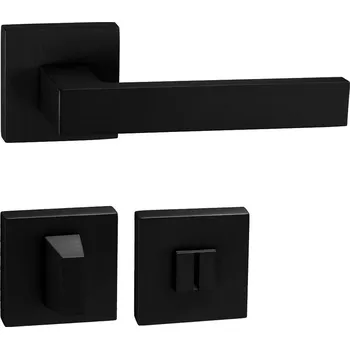 Dveřní kování TI - SQUARE - HR 2275Q rozety WC, klika/klika BS - Černá matná (153)