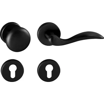 Dveřní kování TI - LEA - R 1948 rozety PZ, koule/klika pravá BS - Černá matná (153)
