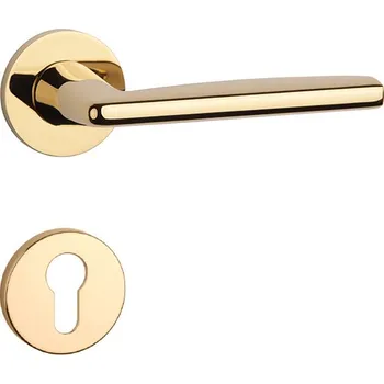Dveřní kování AT - LUNA - R 7S klika/klika, rozety PZ GOLD PVD - Lesklá zlatá PVD