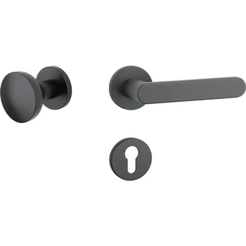 Dveřní kování AS - ALORA - R 7S rozety PZ, koule/klika pravá BS - Černá matná