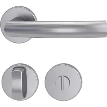 Dveřní kování GK - LORITA - R klika/klika, rozety WC BN - Broušená nerez (71)