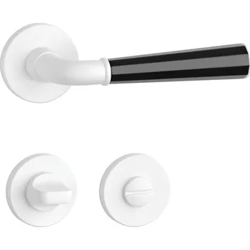Dveřní kování ASM - MARIGOLD 3 - R 7S klika/klika, rozety WC WS/BS/WS - Bílá matná / černá matná / bílá matná
