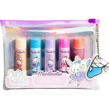 Kosmetika Martinelia Magic Ballet Lip Balm Set sada lesků na rty s pouzdrem pro děti 5x3.6 g