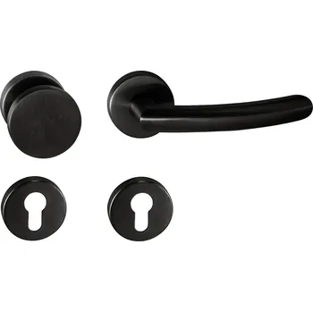 Dveřní kování TI - NERO - R 2233 rozety PZ, koule/klika pravá BS - Černá matná (153)