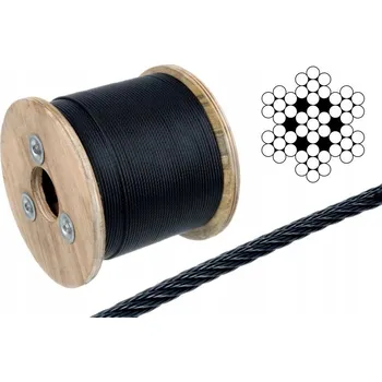 Vrták Černé nerezové lanko A4 - AISI 316, oplet 7x7, tloušťka 6 mm, PVD povlak INOX