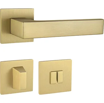 Dveřní kování TI - SQUARE - HR 4275Q 5S rozety WC, klika/klika OLM - Zlatá matná (208)