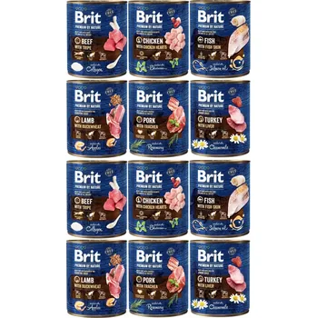Krmivo pro psa BRIT BY NATURE Mokré Krmivo pro psy mix chutí 12 x 800 g DOSPĚLÝ PES Bez obilovin