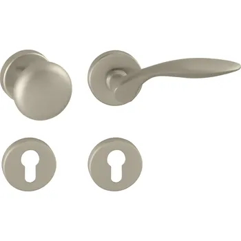 Dveřní kování TI - CLAUDIA - R 1938 rozety PZ, koule/klika pravá NP - Nikl perla (142)