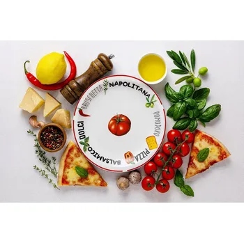 Talíř Talíř na pizzu 30,5 cm s červeným okrajem MPL