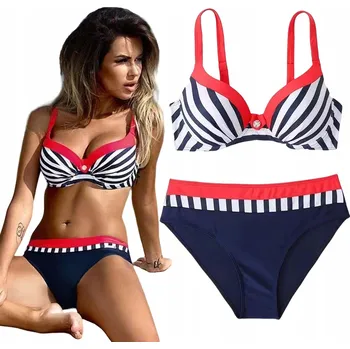 Dámské plavky Dvoudílné dámské plavky s push-up efektem, vícebarevné, s kosticemi, velikost L