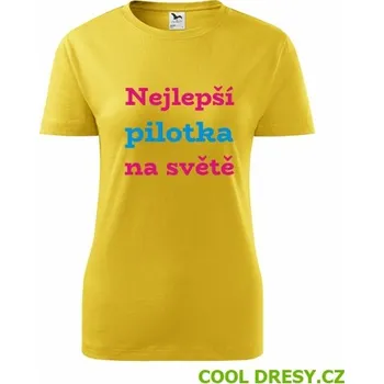 Dámské tričko nejlepší pilotka - Barva: žlutá, Velikost XXL