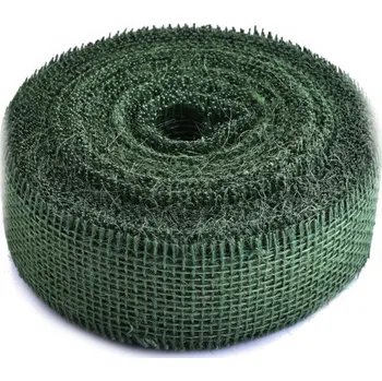Stuha Jutová stuha tm. zelená 5cm