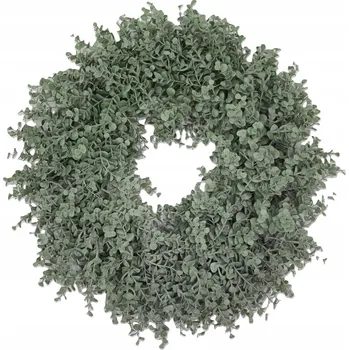 Obraz Věnec drobné lístky šedo-zelený 43 cm