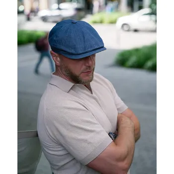 Čepice Fiebig - Headwear since 1903 Lněná modrá bekovka 8-panel od Fiebig - Hatteras Velikost: 56 cm