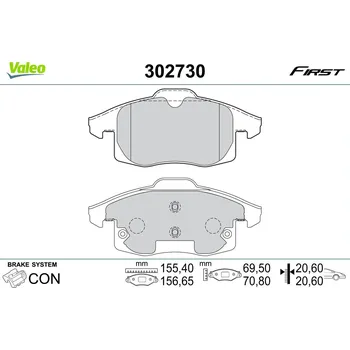 Brzdová destička Sada brzdových destiček, kotoučová brzda VALEO 302730