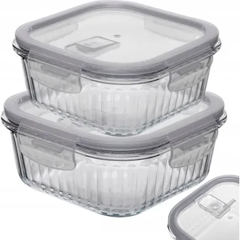 Dóza na potraviny OBĚDOVÝ BOX SADA SKLENĚNÝCH ŽÁRUVZDORNÝCH A VZDUCHOTĚSNÝCH NÁDOB NA POTRAVINY 2 KS
