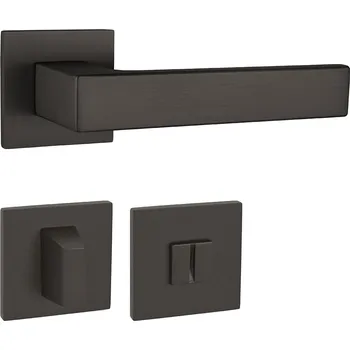 Dveřní kování TI - SQUARE - HR 4275Q 5S rozety WC, klika/klika T - Titan (141)