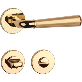 Dveřní kování ASM - MARIGOLD 2 - R 7S klika/klika, rozety WC OLV/OLS - Mosaz leštěná lakovaná / mosaz broušená