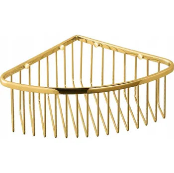 Drátěná police Rohová nástěnná koupelnová polička do sprchy, zlatá