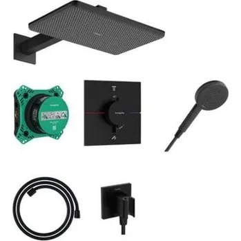 Hansgrohe Raindance Alive Q Sprchový set s termostatem pod omítku, s tělesem, 21x34 cm, 3 proudy, matná černá