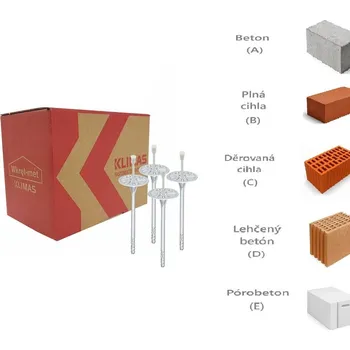 Hmoždinka KLIMAS Wkret-met LMX-8 Talířová hmoždinka s kovovým trnem a zkrácenou expanzní zónou Ø8 mm 95 mm - 200 ks