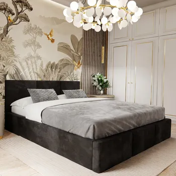 Postel Čalouněná dvoulůžková postel Muralo 160x200 černá