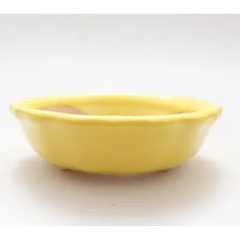 Květináč Keramická bonsai miska 7 x 7 x 2 cm žlutá 1423-M25-5742