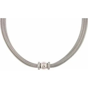 Náhrdelník Stříbrný náhrdelník třípramenný s kuličkou a zirkony délka náhrdelníku 45cm