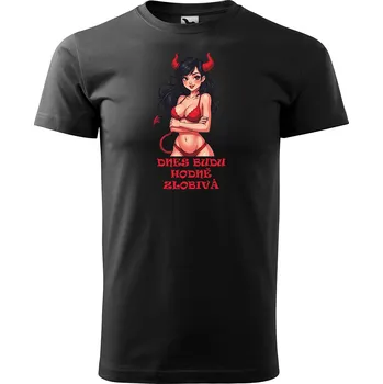Pánské tričko Sablio Tričko s potiskem Dnes budu hodně zlobivá - černé 2XL