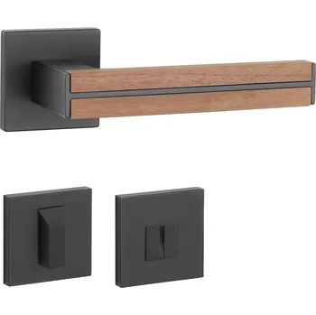 Dveřní kování AS - IMPERATA - HR 7S rozety WC, klika/klika BS - Černá matná / dřevo ořech