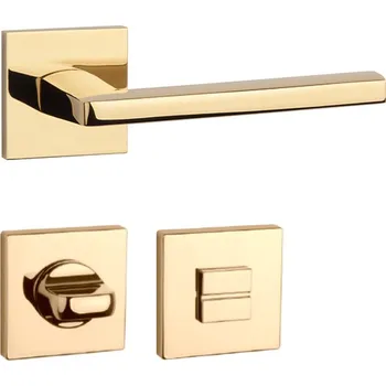 Dveřní kování AT - PYROLA - HR 7S rozety WC, klika/klika OLV PVD - Mosaz leštěná lakovaná PVD