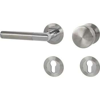 Dveřní kování MPK - PRADO - R 3SM rozety PZ, koule/klika levá BN/LN - Broušená nerez / leštěná nerez