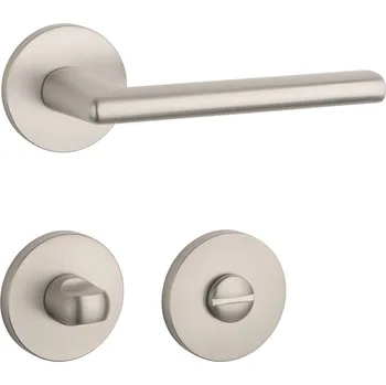 Dveřní kování AT - KALMIA - R 7S klika/klika, rozety WC NP - Nikl perla