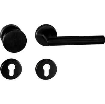 Dveřní kování TI - FAVORIT - R 2002 rozety PZ, koule/klika pravá BS - Černá matná (153)