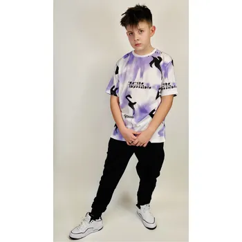 Chlapecké tričko Reporter Young | Chlapecké bílo-fialové tričko s černými potisky - Barva BÍLÁ, Velikost 176 243-0440B-06-200-1