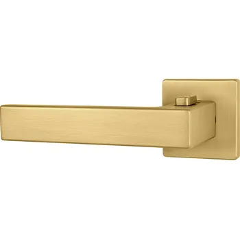 Dveřní kování TI - SQUARE - HR 4275Q 7S s uzamykáním 38 - 45 mm, bez spodní rozety, klika/klika s uzamykáním levá OLM - Zlatá matná (208)