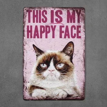 Obraz Dekorativní kovová cedulka HAPPY FACE