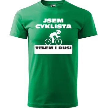 Pánské tričko Sablio Tričko s potiskem Jsem cyklista tělem i duší - zelené S